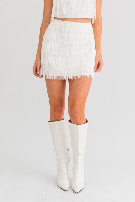 White fringe new arrivals skirt forever 21